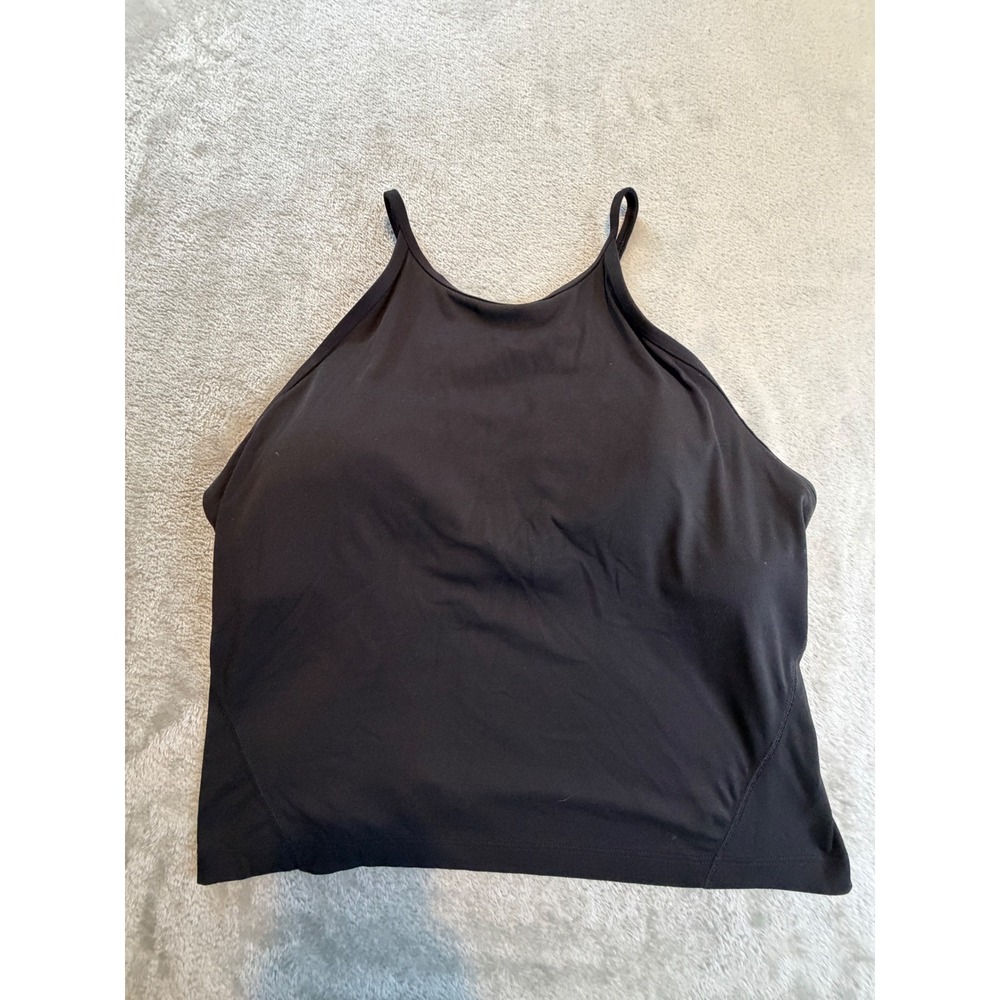 Lululemon Ebb to Street Tank Women 12 Black High Neck Shelf Bra Athletic